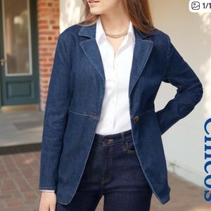Chico's Women's Dark Blue Denim Blazer